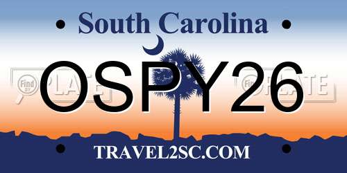 OSPY26 South Carolina License Plate