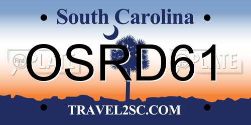 OSRD61 South Carolina License Plate