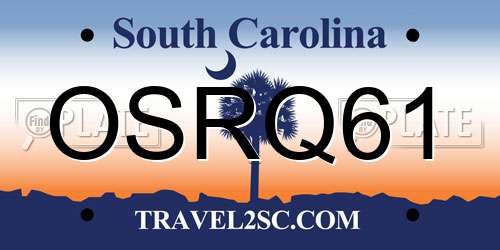 OSRQ61 South Carolina License Plate