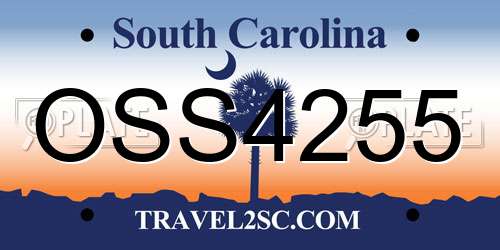 OSS4255 South Carolina License Plate