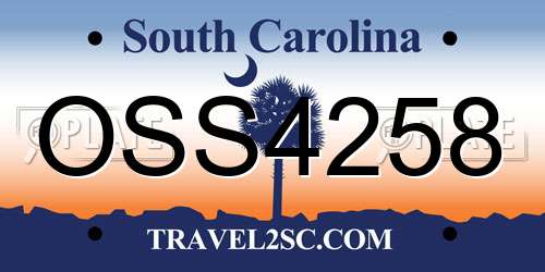 OSS4258 South Carolina License Plate