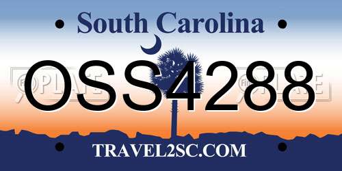 OSS4288 South Carolina License Plate