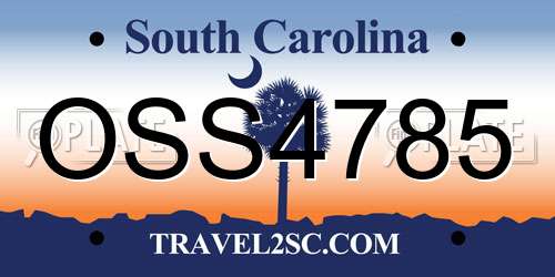 OSS4785 South Carolina License Plate