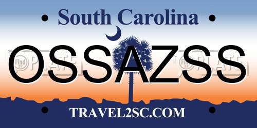 OSSAZSS South Carolina License Plate