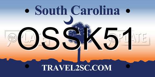 OSSK51 South Carolina License Plate