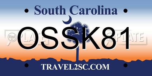 OSSK81 South Carolina License Plate