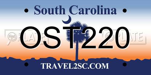 OST220 South Carolina License Plate