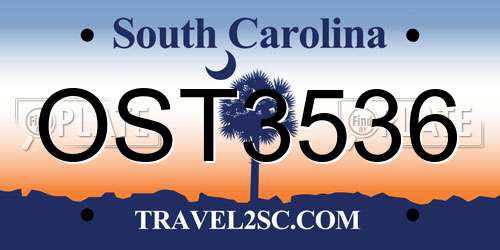 OST3536 South Carolina License Plate