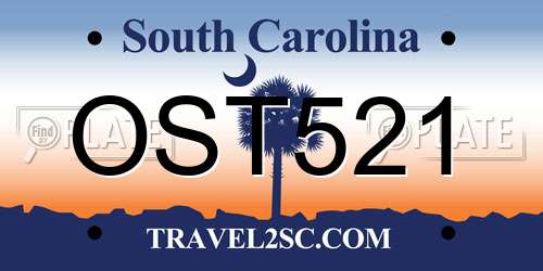 OST521 South Carolina License Plate