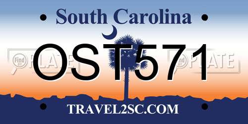 OST571 South Carolina License Plate