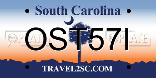OST57I South Carolina License Plate