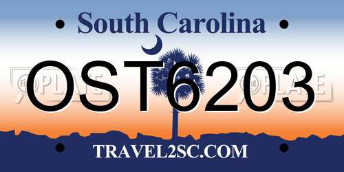 OST6203 South Carolina License Plate