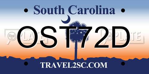 OST72D South Carolina License Plate
