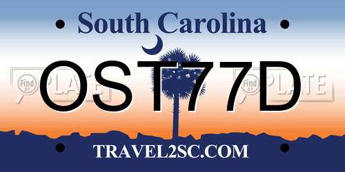 OST77D South Carolina License Plate
