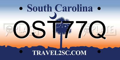 OST77Q South Carolina License Plate