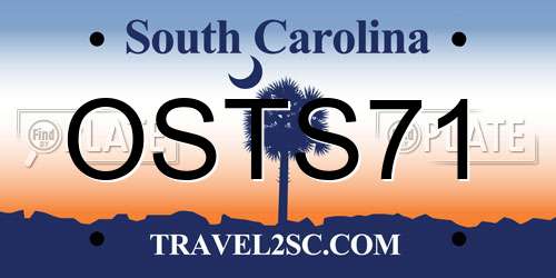 OSTS71 South Carolina License Plate