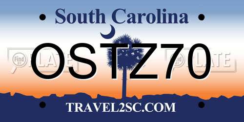 OSTZ70 South Carolina License Plate