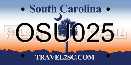 OSU025 South Carolina License Plate