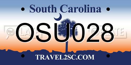 OSU028 South Carolina License Plate