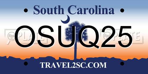 OSUQ25 South Carolina License Plate