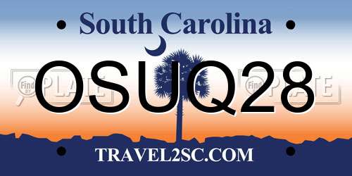 OSUQ28 South Carolina License Plate