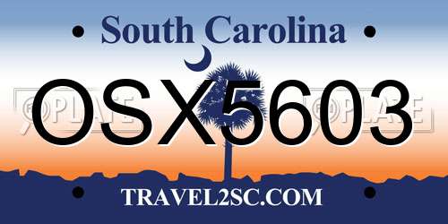 OSX5603 South Carolina License Plate