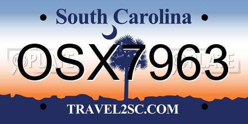 OSX7963 South Carolina License Plate