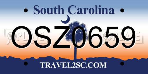 OSZ0659 South Carolina License Plate