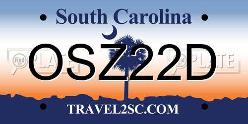 OSZ22D South Carolina License Plate