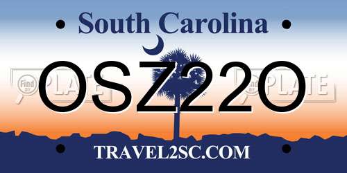 OSZ22O South Carolina License Plate