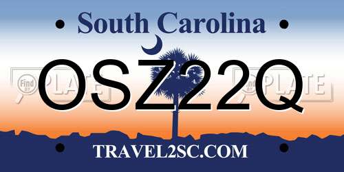 OSZ22Q South Carolina License Plate