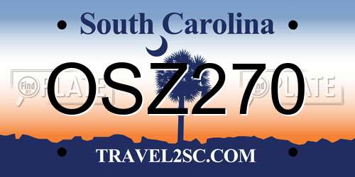 OSZ270 South Carolina License Plate