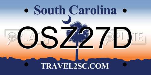OSZ27D South Carolina License Plate
