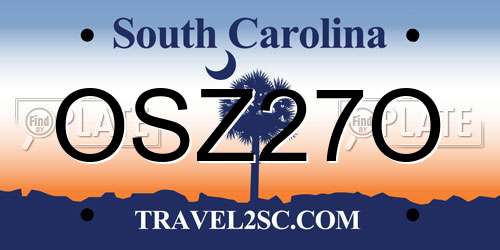 OSZ27O South Carolina License Plate