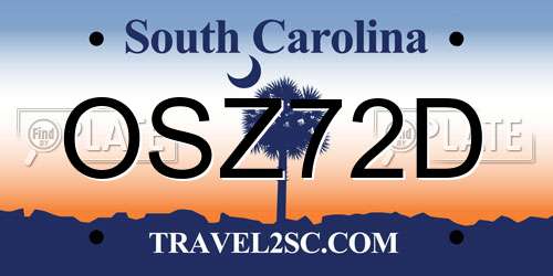 OSZ72D South Carolina License Plate