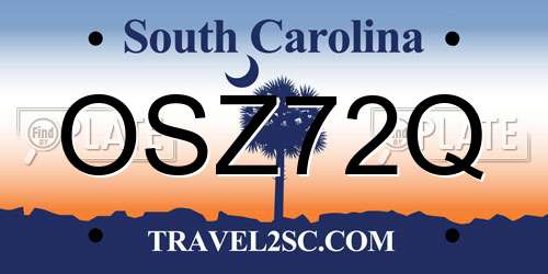 OSZ72Q South Carolina License Plate