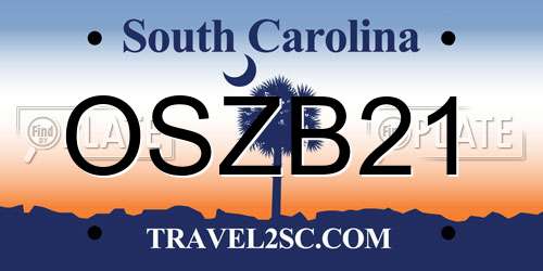OSZB21 South Carolina License Plate