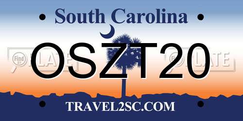 OSZT20 South Carolina License Plate