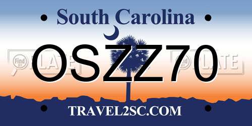 OSZZ70 South Carolina License Plate