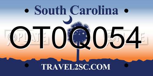 OT0Q054 South Carolina License Plate