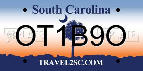 OT1B9O South Carolina License Plate