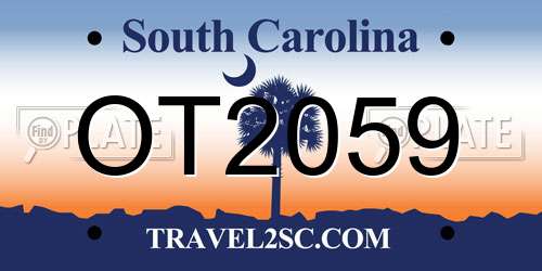 OT2059 South Carolina License Plate