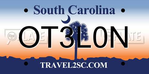 OT3L0N South Carolina License Plate