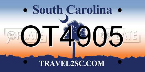 OT4905 South Carolina License Plate