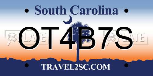 OT4B7S South Carolina License Plate