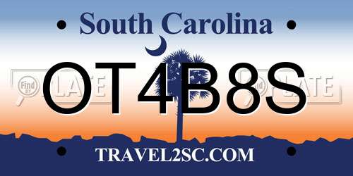 OT4B8S South Carolina License Plate