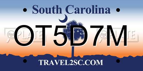 OT5D7M South Carolina License Plate