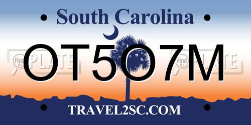 OT5O7M South Carolina License Plate
