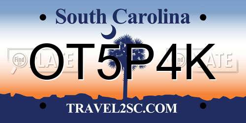 OT5P4K South Carolina License Plate