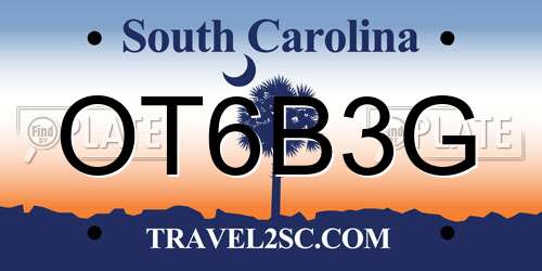 OT6B3G South Carolina License Plate
